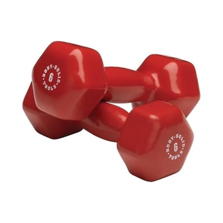 Body-Solid 6 lbs Vinyl Dumbell, Red - Pair BSTVD6PR