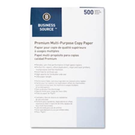 Business Source Multipurpose Paper- 20lb.- 92 Bright- 8-.50in.x14in.- 10RM-CT- White BU463541