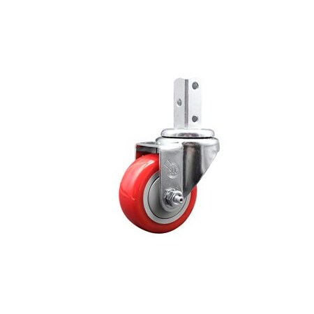 Service Caster 3 Inch Red Polyurethane Wheel Swivel 7/8 Inch Square Stem Caster SCC SCC-SQ20S314-PPUB-RED-78