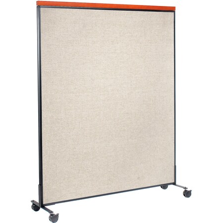 Global Industrial Interion Mobile Deluxe Office Partition Panel, 60-1/4"W x 76-1/2"H, Tan 694975MTN