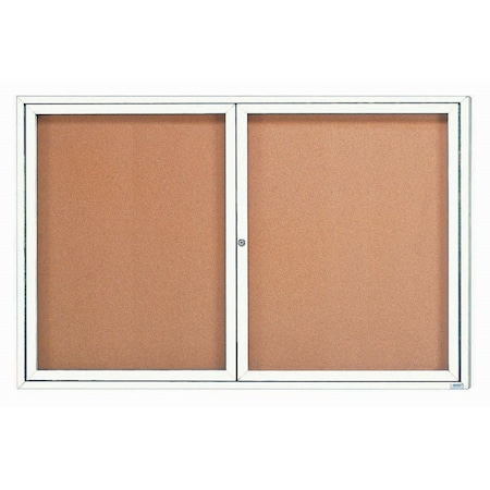 Aarco Enclosed Natural Pebble Grain Cork Bulletin Board w/ White Powder Coated Al Frame, 48''Hx72''W DCC4872RW