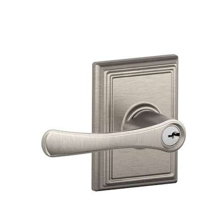 Schlage Residential Avila Lever with Addison Rose Keyed Entry Lock C Keyway with 16211 Latch and 10063 Strike Satin F51AVLA619ADD