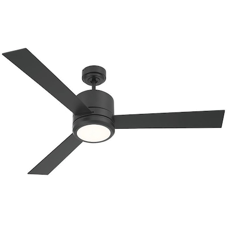 Westgate 52in 3-BLADE CEILING FAN AND LIGHT 30K 19W INTEG. LED WALL SWITCH BLACK AND BLACK BLADES, 3000K WFL-116-WS-3B-52-30K-BK-BK