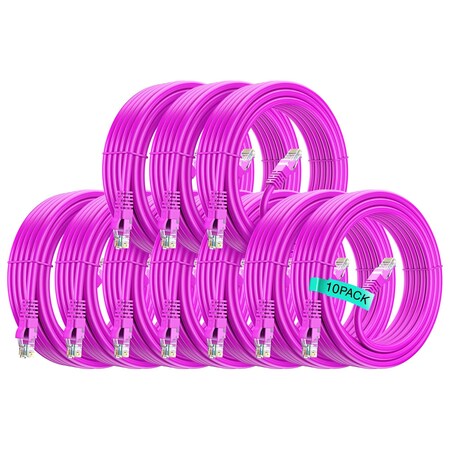 Maximm Cat6 Ethernet Cable 20ft 10Gbps 550MHz UTP, 10PK, Pink, 10PK CAT620FT10PKPink