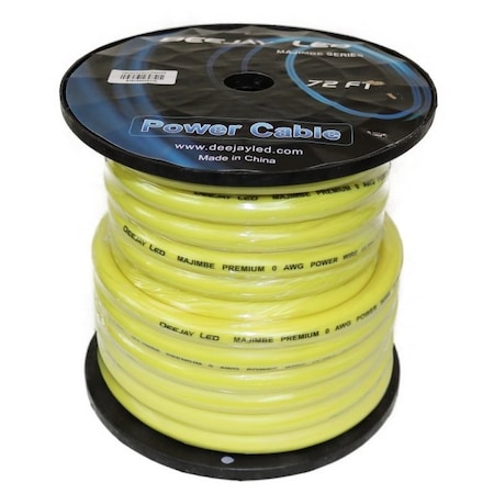 Deejay Led 0 GAUGE 72 FT 70% Aluminum/30% Copper Power Cable Used for Vehicular Audio Amplifiers YELLOW TBH072YELLOWMIX