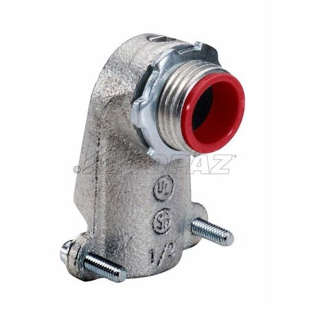 Topaz 90 Deg Angle Squeeze BX-Flex Connector 2" Malleable Iron 106Mi