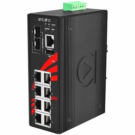 Antaira 10-Port IndustriaL PoE+ Light Layer 3 Managed Ethernet Switch LMP-1002G-SFP-24-T