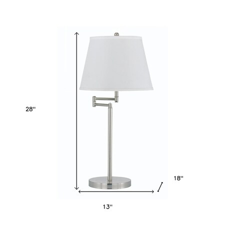Homeroots 28" Nickel Metal Table Lamp With Off White Empire Shade 524682