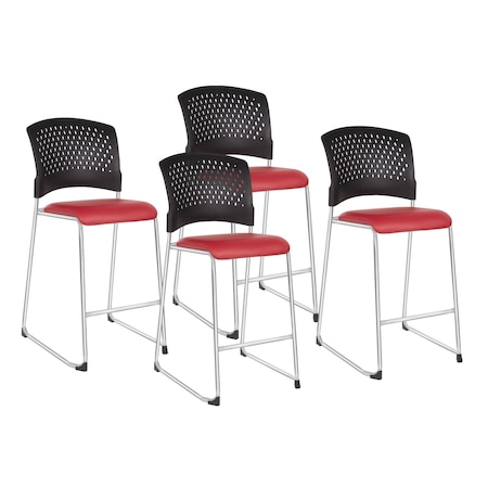 Office Star 886 Series Tall Stacking Visitor Chairs, Dillon Red 88657C4-R100