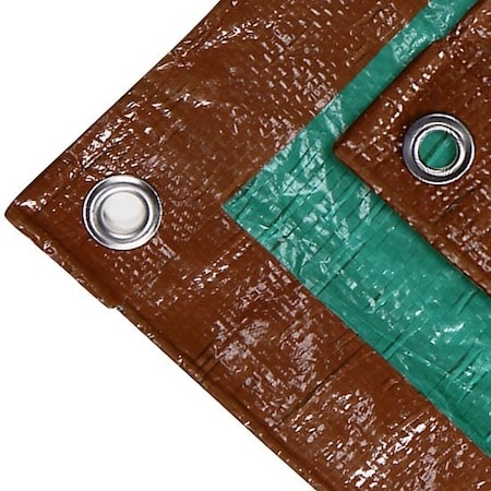 Tarps Now Brown/Green Utility Poly Tarp, 16 ft x 20 ft, Heavy Duty, Waterproof, UV Resistant CS-P6BG-1620-5