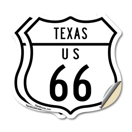 Signmission Texas Route Marker Shield Sign Us 66, 4 inch X 4 inch, Vinyl Decal, 2PK SHI-D-2PACK-4-466
