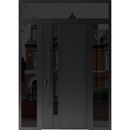 Vdomdoors Steel Door Dekton 0163 Ardesia Nero 2 Side and Top Exterior Window Sidelite Entry Door Painted W12+ DEKTON0163EXD-ARD-W12+36+12xH80+16-RH-I