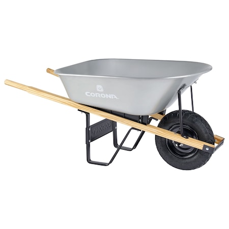 Corona Tools 6 Cu. Ft. Steel Wheelbarrow, Wood Handles, Pneumatic Tire WB13060
