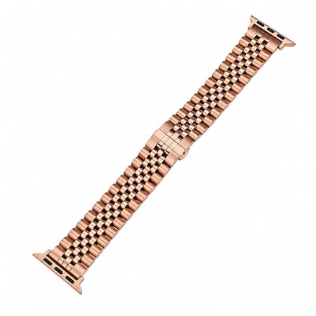 Elegani Rose Gold Classic Multi-Link Stainless Steel Replacement Band Compatible with Apple Watch 42mm HC5LSB-RGD-42mm