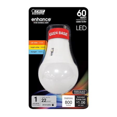 Feit Electric A19 GU24 LED Bulb Color Changing 60 Watt Equivalence BPOM60GU24CCTCA
