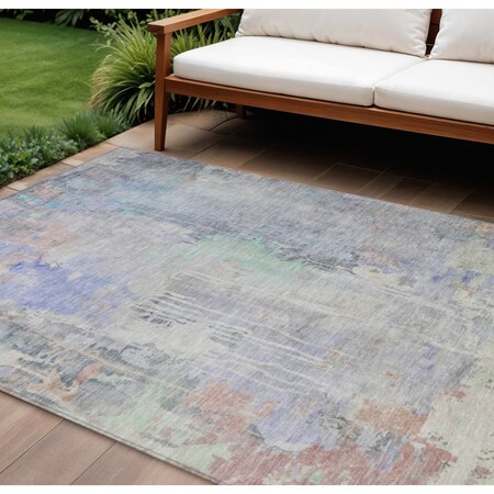 Homeroots 8' X 10' Purple Abstract Washable Indoor Outdoor Area Rug 607749