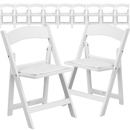 Flash Furniture Kids White Resin Folding Chair with White Vinyl Padded Seat, PK11 11-LE-L-1K-GG