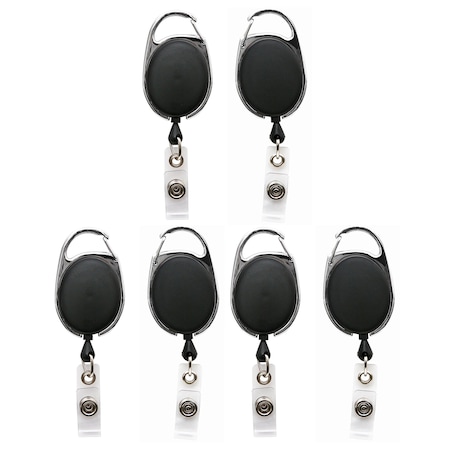 Sicurix Quick Clip Oval ID Badge Reel, Black, 6PK 68754
