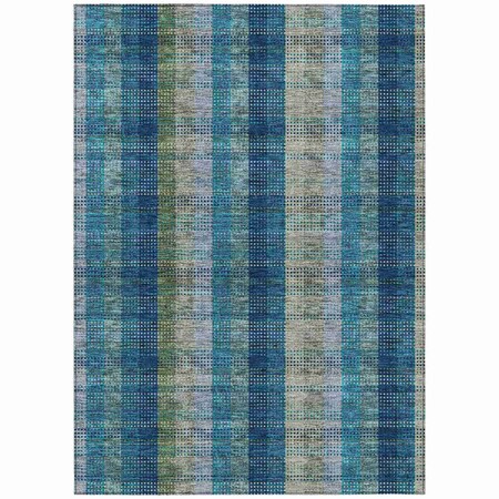 Homeroots 3' X 5' Teal Blue Navy Blue And Olive Green Plaid Washable Indoor Outdoor Area Rug 614017