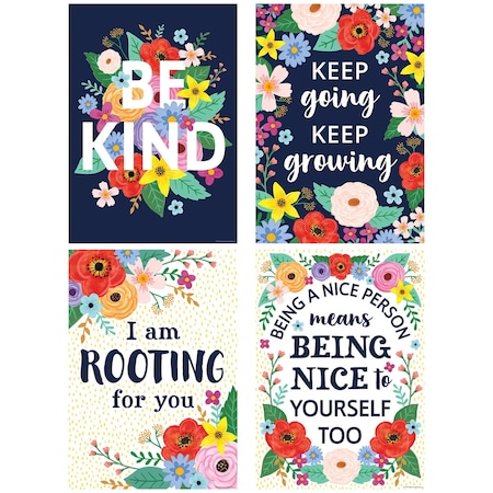 Teacher Created Resources Wildflowers Classroom Theme Positive Posters, 4-Piece Set 2088705
