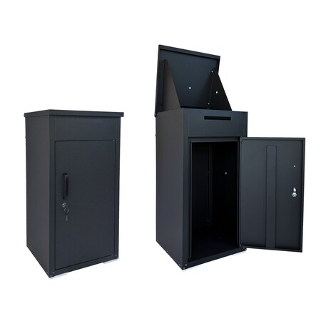 Homeroots Set of Two Black Multi-Tier Steel Mail Box With Lid, 2PK 714598