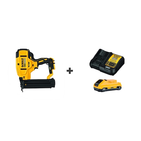 Dewalt Nail Gun, Brad Nail Head, Inline, 18VDCW/Ba DCN680B/DCB230C
