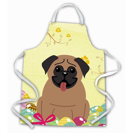 Carolines Treasures Easter Eggs Pug Brown Apron BB6005APRON