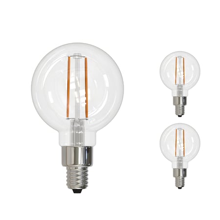 Bulbrite 40W Warm Wht Lght Clear G16 Dimmable (E12) Candelabra Screw Base LED Filament Lght Bulb, 2700K, 2PK 861428