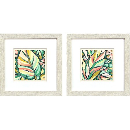 Homeroots Set Of Two Candy Tropicals II Distressed White Framed Wall Art, 2PK 649311
