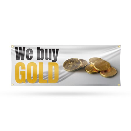 Signmission We Buy Gold, 18 Inch x 48 Inch, Vinyl Banner B-30925