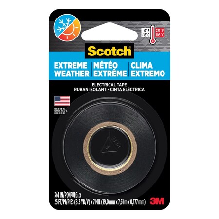 Scotch 0.75 in. W X 25 ft. L Black Vinyl Electrical Tape 16736NA