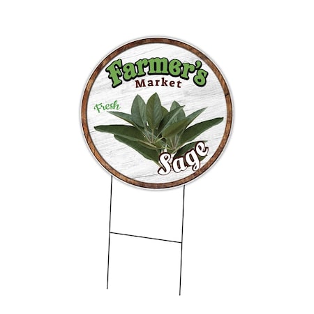 Signmission Farmers Market Sage Double Sided Corrugated Plastic Circle Yard Sign, C-24-CIR-DS-WS- Sage C-24-CIR-DS-WS- Sage