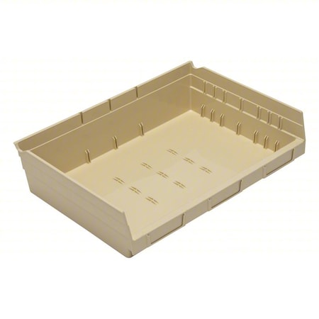 Quantum Storage Systems Economy nesting shelf bin, Plastic, Beige, 4 in H, 16 1/2 in W, 11 5/8 in L QSB118IV