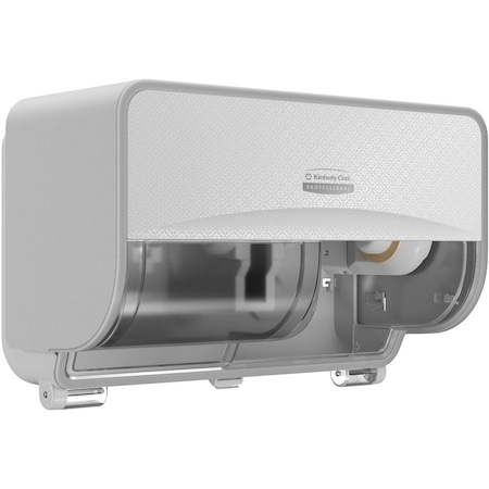 Kimberly-Clark Professional Toilet Paper Dispenser, Coreless, Horizontal Double Roll, Plastic, White 58712