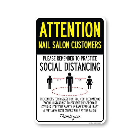 Signmission Public Safety, Nail Salon Customers Practice Social Distancing, 14in X 10in, OS-NS-A-1014-25363 OS-NS-A-1014-25363