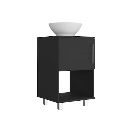 Homeroots 18" Black And Silver Wood Freestanding Bathroom Vanity With White Sink 543631