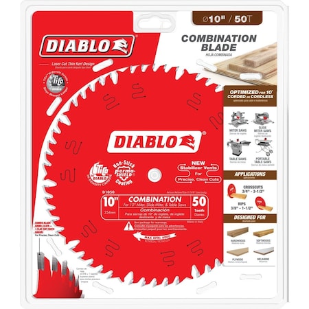 Diablo 10'' 50-Tooth Combination Circular Saw Blade D1050X