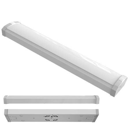 Bulbrite 2 ft. Integrated 5 Color Selectable LED Dimmable Wraparound Light (120-277v), 2300 Lumens, White Fin 773501