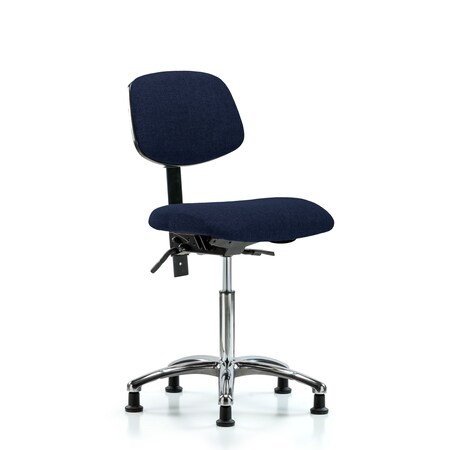 Blue Ridge Ergonomics Chair, Fabric, Med Bench, Chrome Glides, Nav, No Arms, 22" to 29" Height, Dark Blue BR-FMBCH-CR-T0-A0-NF-RG-F45