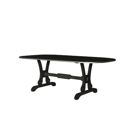 Homeroots 86" Charcoal Wood Trestle Base Oval Dining Table 631269
