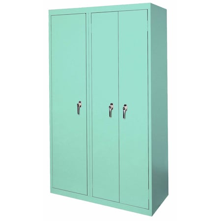 Steel Cabinets Usa Steel Storage Cabinet, 42in L x 21in D x 72in H, 8 Adjustable Shelves, 3 Doors, Denim Blue AAH-42-3D-DB