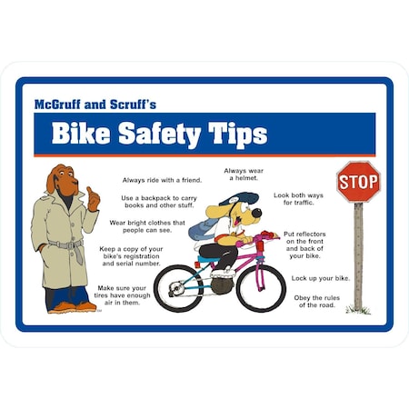 Lyle Bike Safety Tips (with Graphics), 10x7, Non-Reflective, White G-1871-PL_10x7