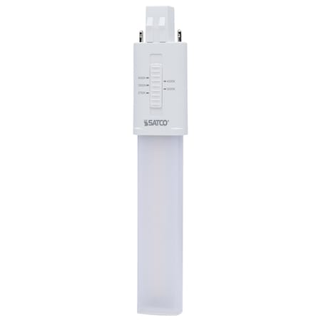 Satco 6W LED PL 2-PIN, GX23 Base, 27K/30K/35K/40K/50K CCT Selectable, 120-277V, Type B, Ballast Bypass S28730