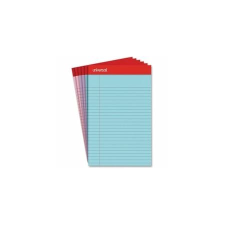 Universal Perforated Ruled Writing Pads, Narrow Rule, Red Headband, 50 Assorted Pastels 5 x 8 Sheets, 6PK UNV63016