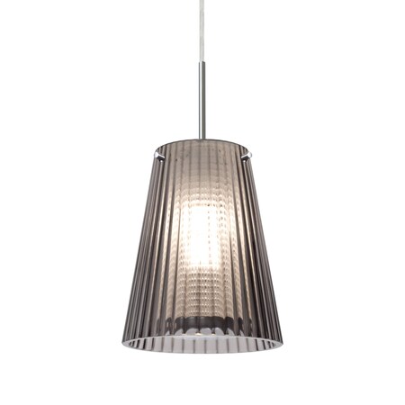 Besa Lighting Besa Dion Pendant, Smoke, Satin Nickel Finish, 1x 60W MAX E26 Base 1JT-DIONSM-SN