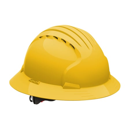 Jsp Vented, Full Brim Hard Hat w/HDPE Shell, 6-Point Polyester Suspension and Wheel Ratchet Adj. 280-EV6161V-20