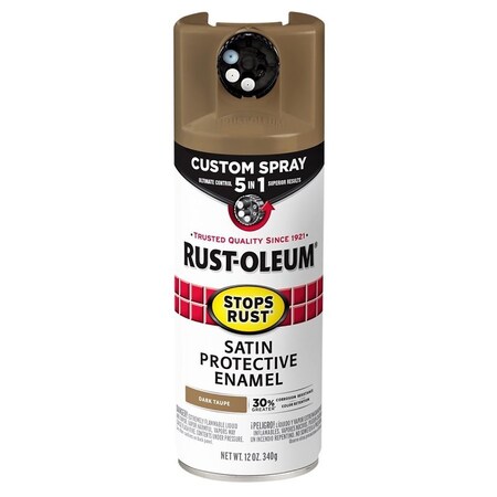 Rust-Oleum Rust Preventative Spray Paint, Satin, Dark Taupe, 12 oz, Can 376878