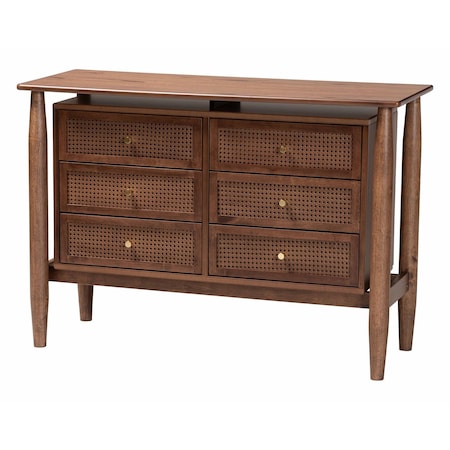 Baxton Studio Alyssa Japandi Walnut Brown Wood 6-Drawer Dresser 252-13950-ZORO