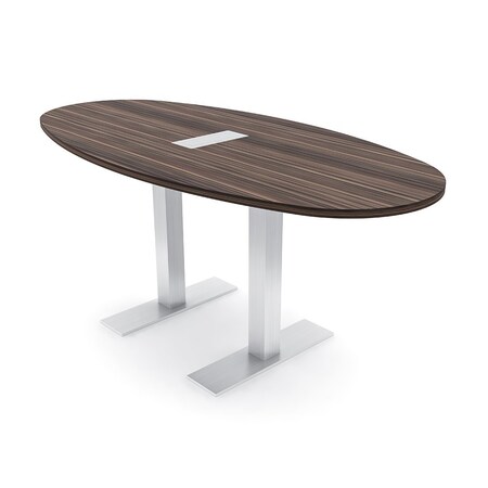 Skutchi Designs 6ft Boval Conference Table With Power | Harmony Series | 6 Person Meeting Room Table HAR-BOVL-36X72-T-H3041-ESIL