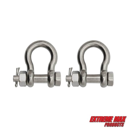 Extreme Max 3006.8381.2 BoatTector Stainless Steel Bolt-Type Anchor Shackle - 5/8", 2-Pack 3006.8381.2